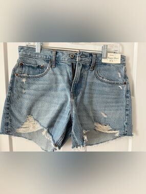 Low rise baggy Light Wash Distressed Denim Shorts